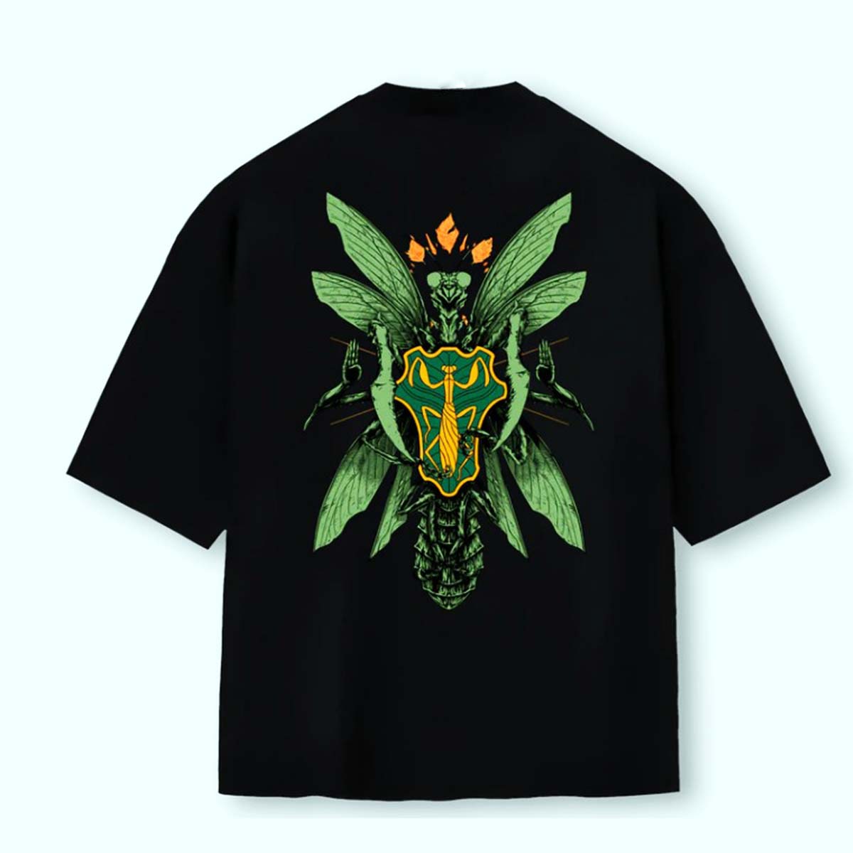 Super Oversized Alpha Back Premium | BLACK CLOVER - LOUVA-A-DEUS VERDES Praying mantis in emerald green
