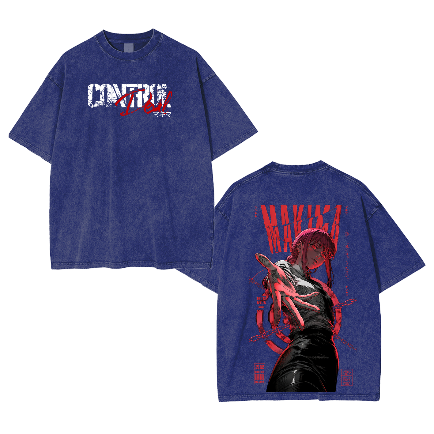 Makima Chainsaw Man Vintage Unisex Washed T-Shirt-Back