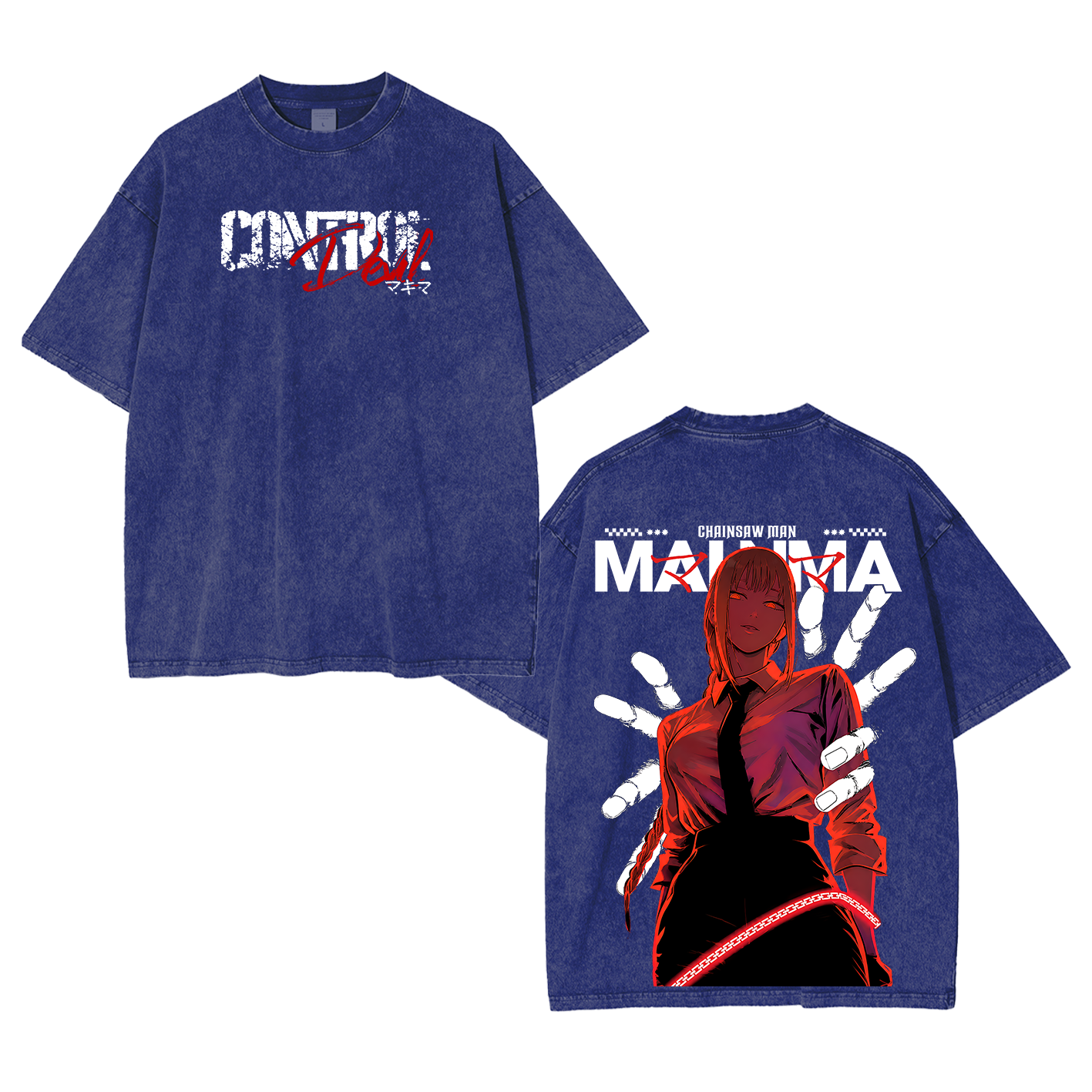 Makima Chainsaw Man Vintage Unisex Washed T-Shirt-Back