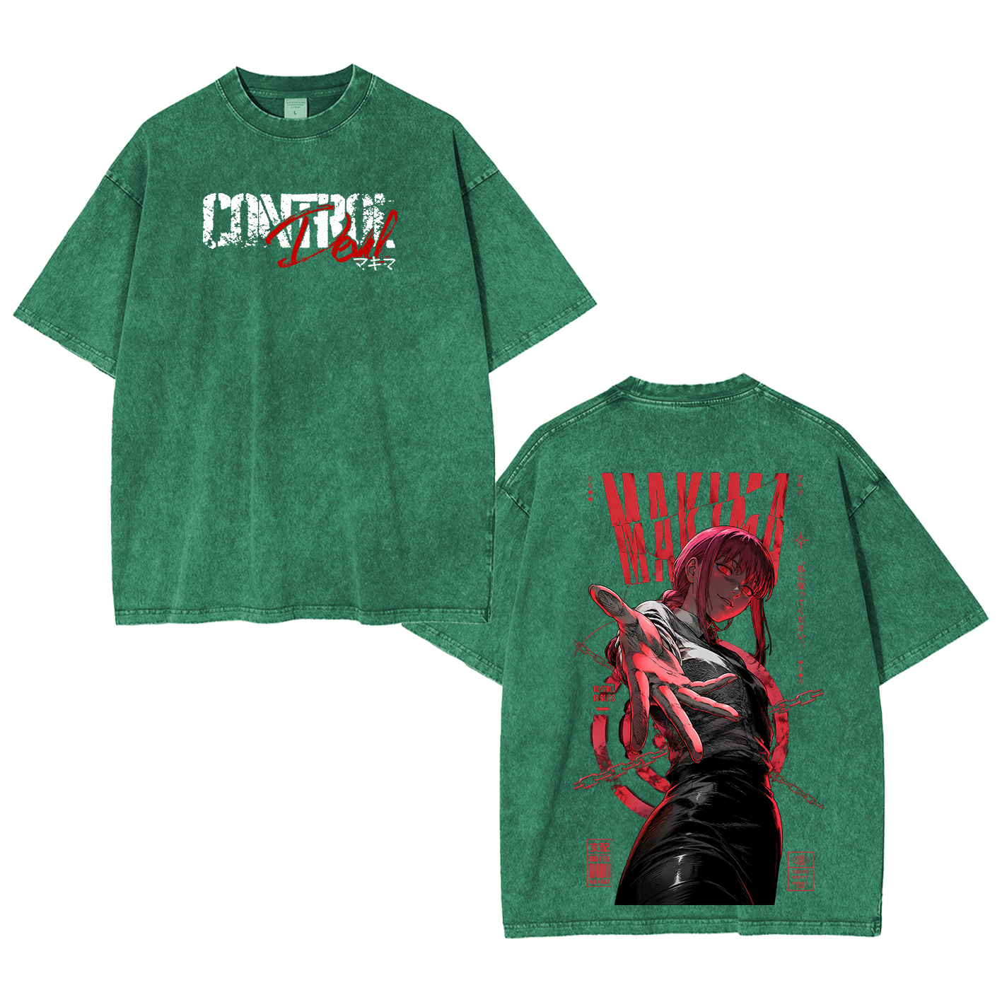 Makima Chainsaw Man Vintage Unisex Washed T-Shirt-Back