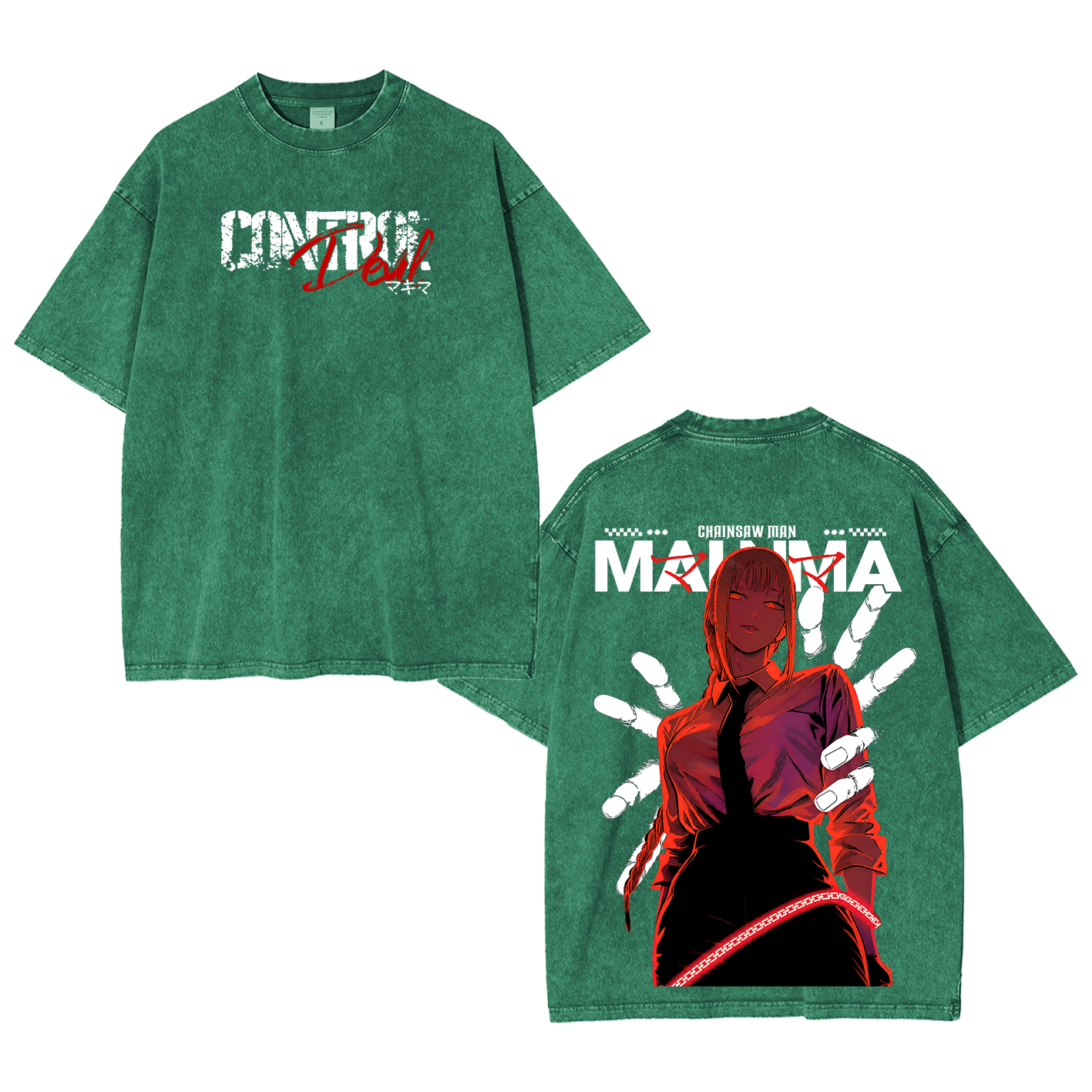 Makima Chainsaw Man Vintage Unisex Washed T-Shirt-Back