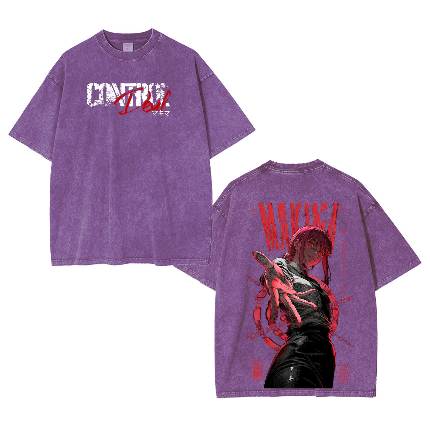 Makima Chainsaw Man Vintage Unisex Washed T-Shirt-Back