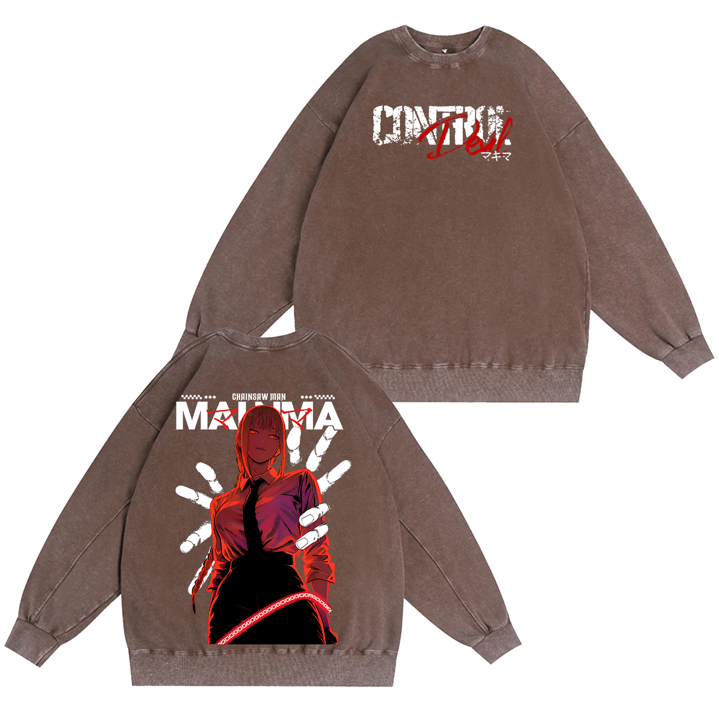 Makima Chainsaw Man Vintage Unisex Washed T-Shirt-Back