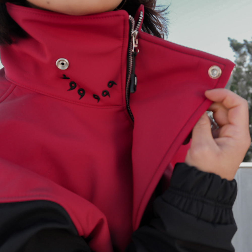 Naruto Uchiha Clan Color Block Tactical Jacket, Anime Rinne Sharingan Embroidered Outerwear