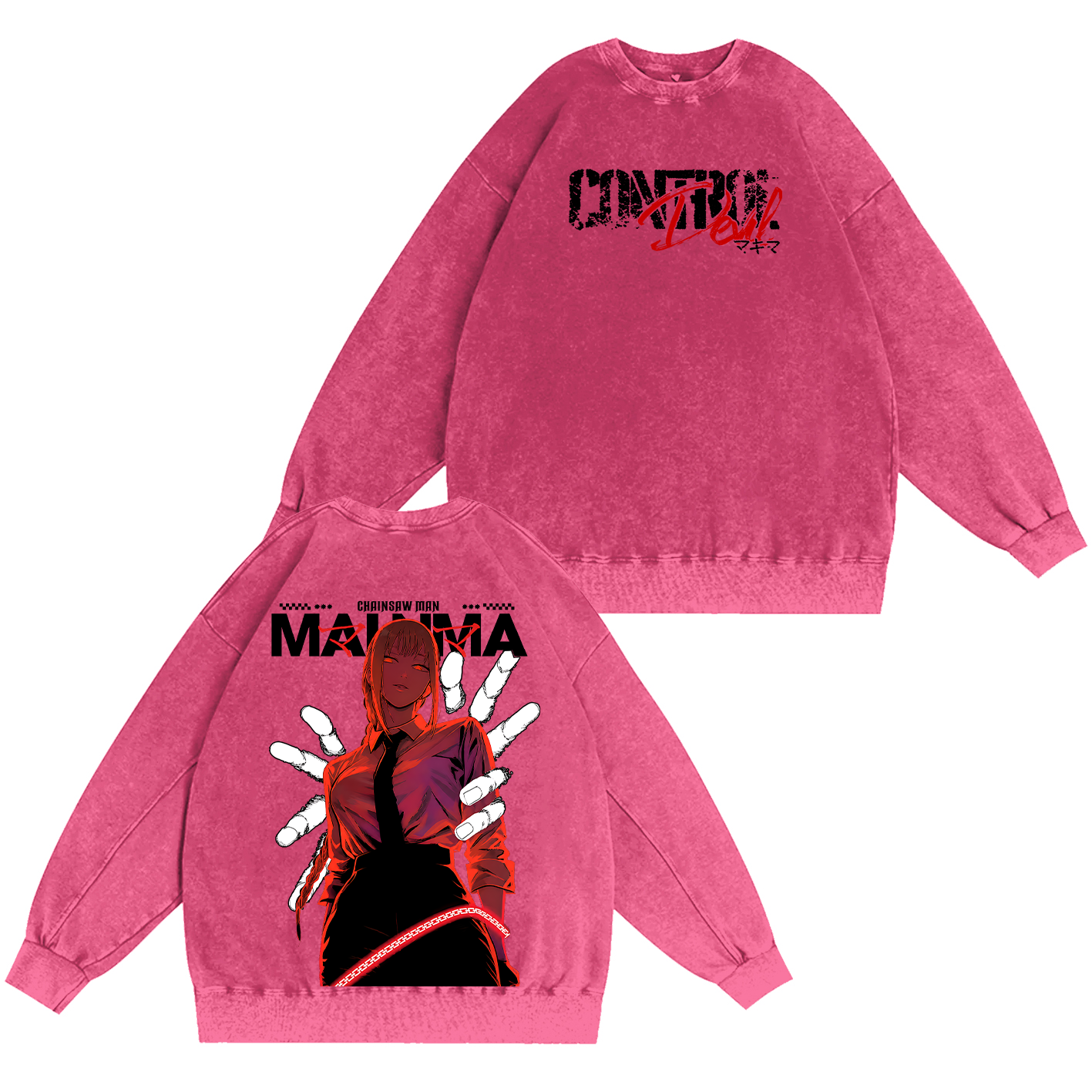 Makima Chainsaw Man Vintage Unisex Washed T-Shirt-Back