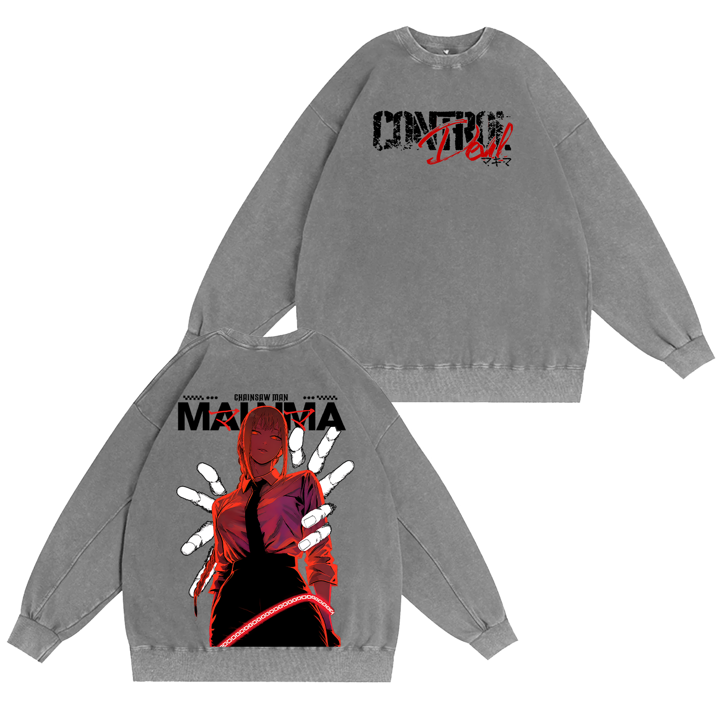 Makima Chainsaw Man Vintage Unisex Washed T-Shirt-Back