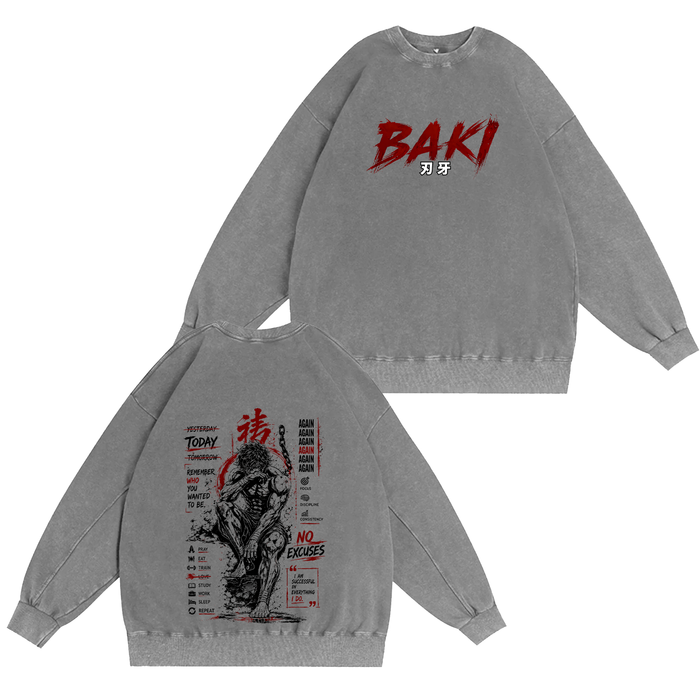 Baki Anime Vintage Oversized T-shirt/Crewneck/Hoodie