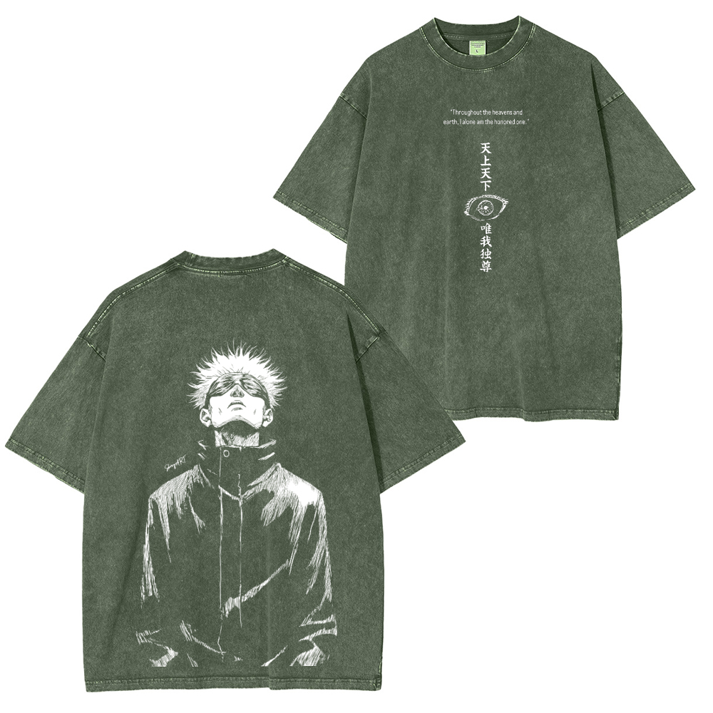 Gojou Satoru Jujutsu Kaisen Anime Acid Unisex Washed T-Shirt