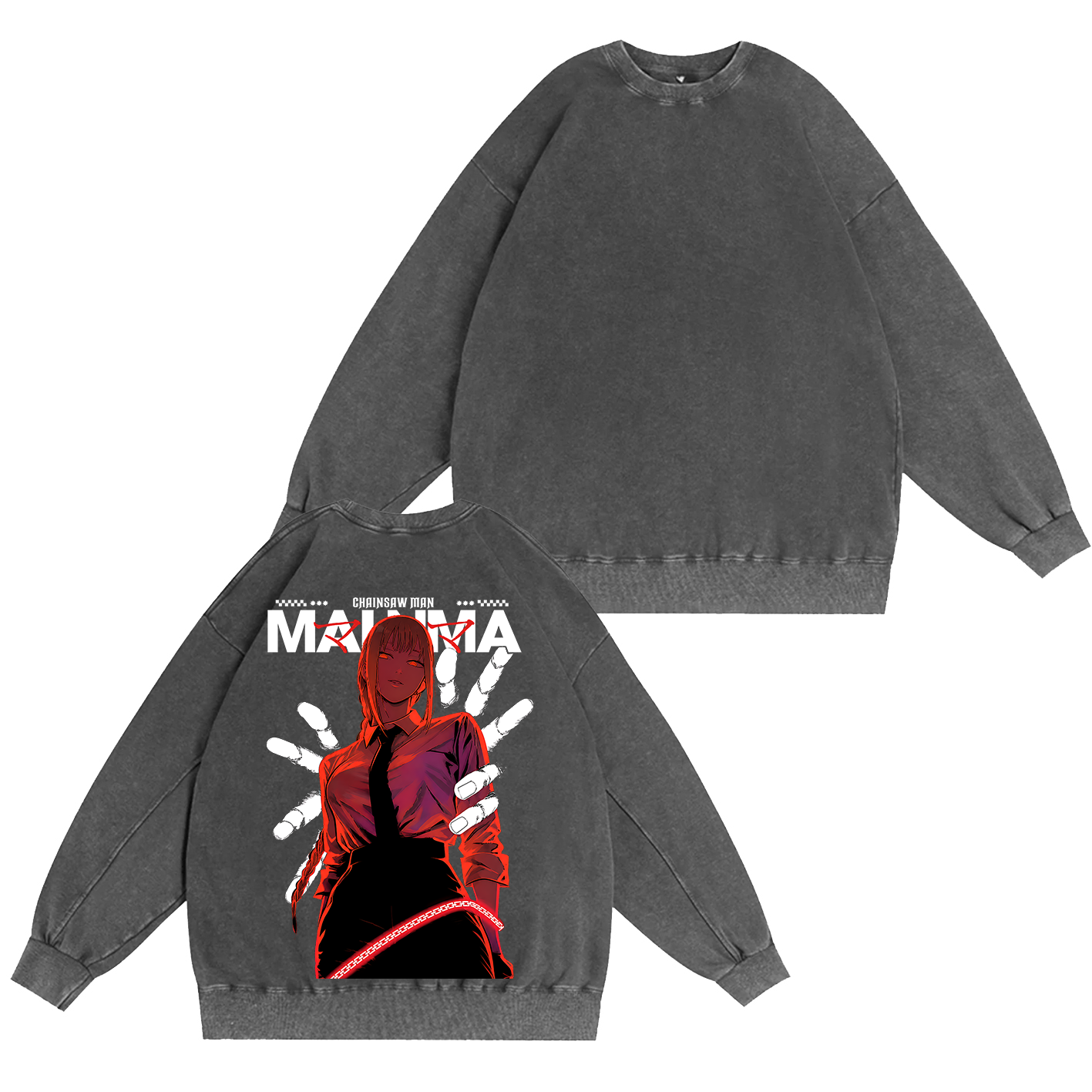 Makima Chainsaw Man Vintage Unisex Washed T-Shirt-Back