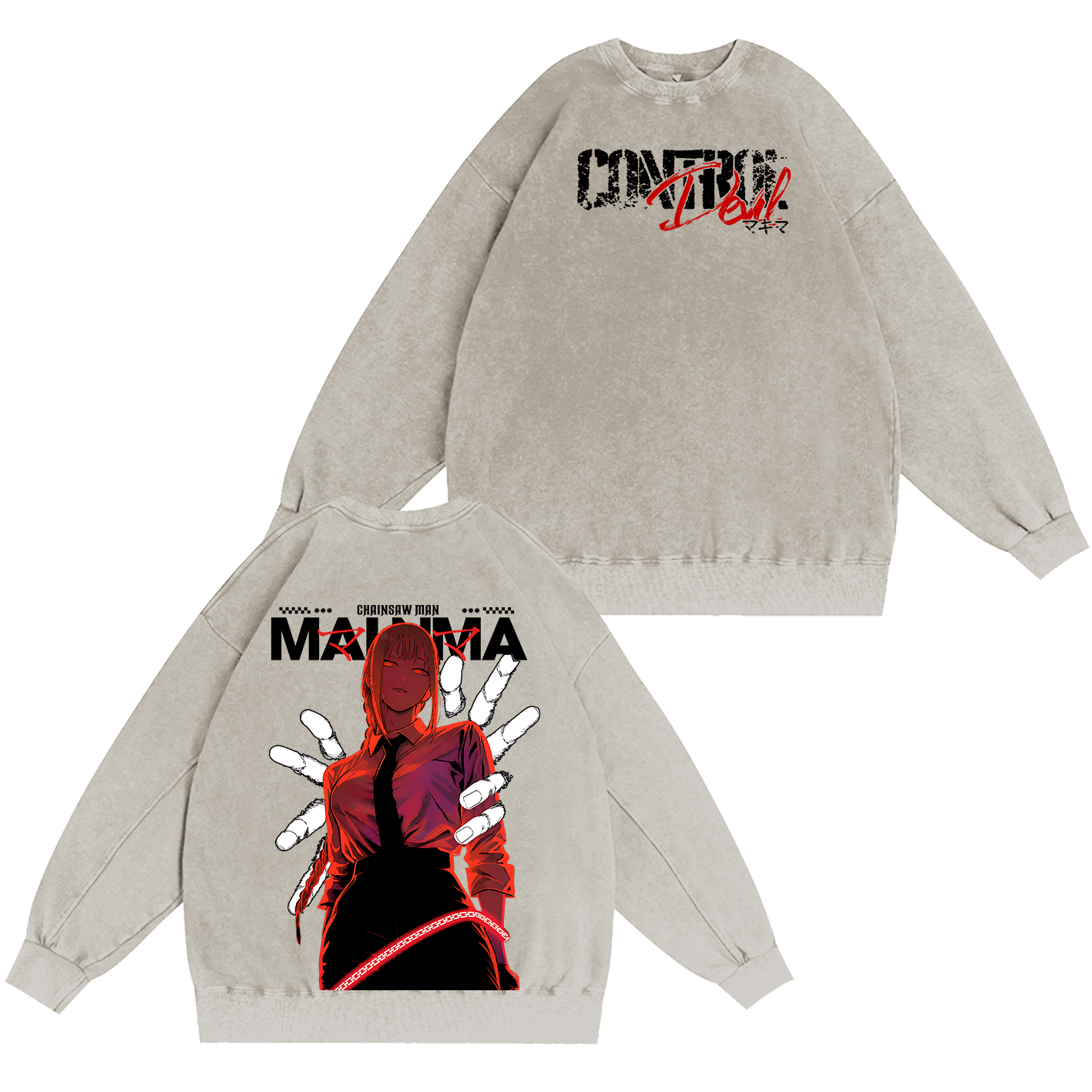 Makima Chainsaw Man Vintage Unisex Washed T-Shirt-Back