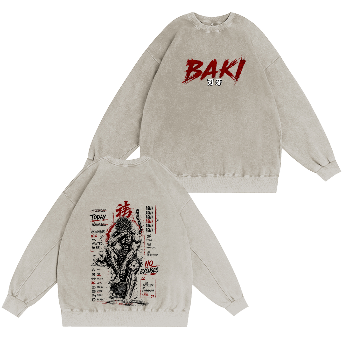 Baki Anime Vintage Oversized T-shirt/Crewneck/Hoodie