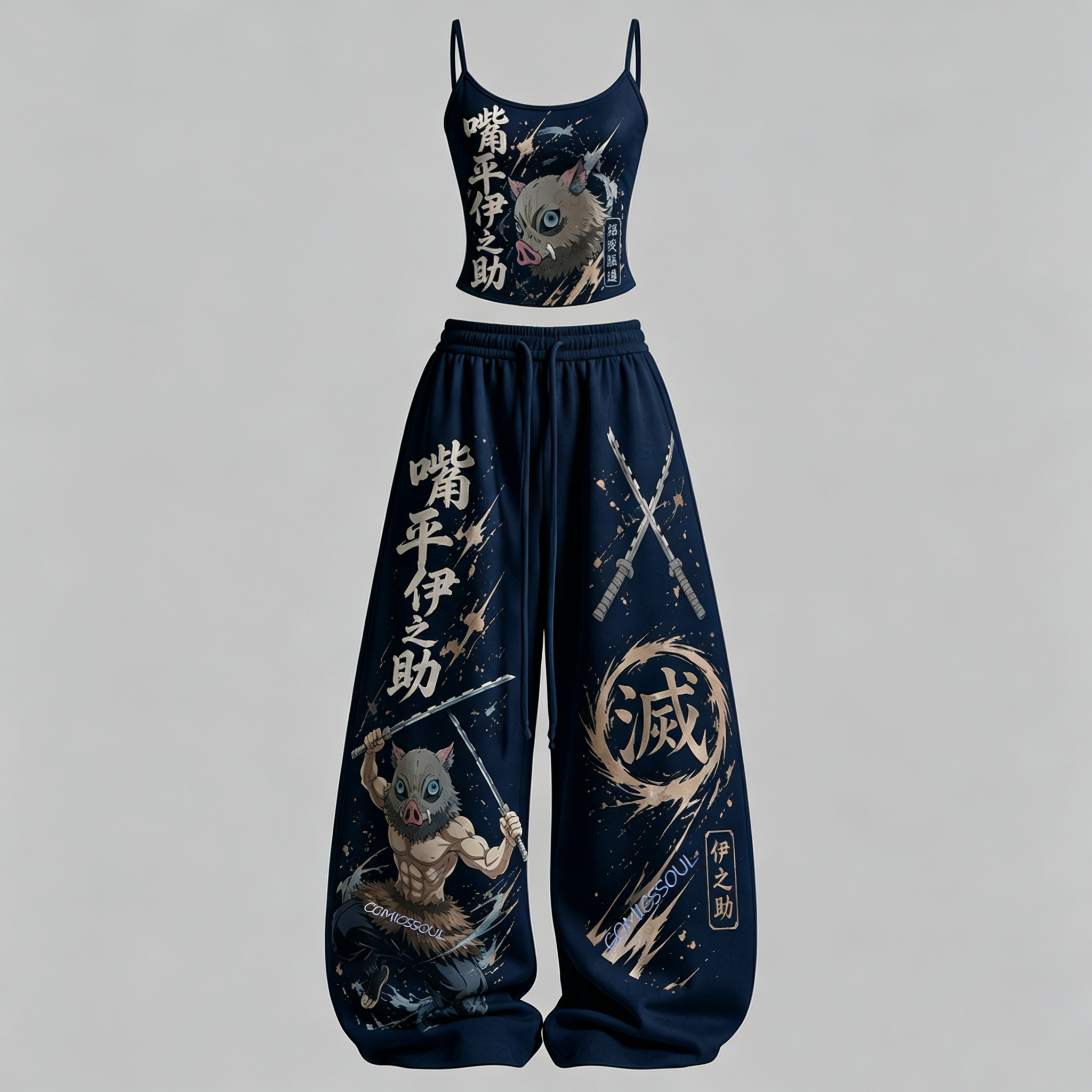 Demon Slayer Top & Elasticated Trousers Two-Piece Set