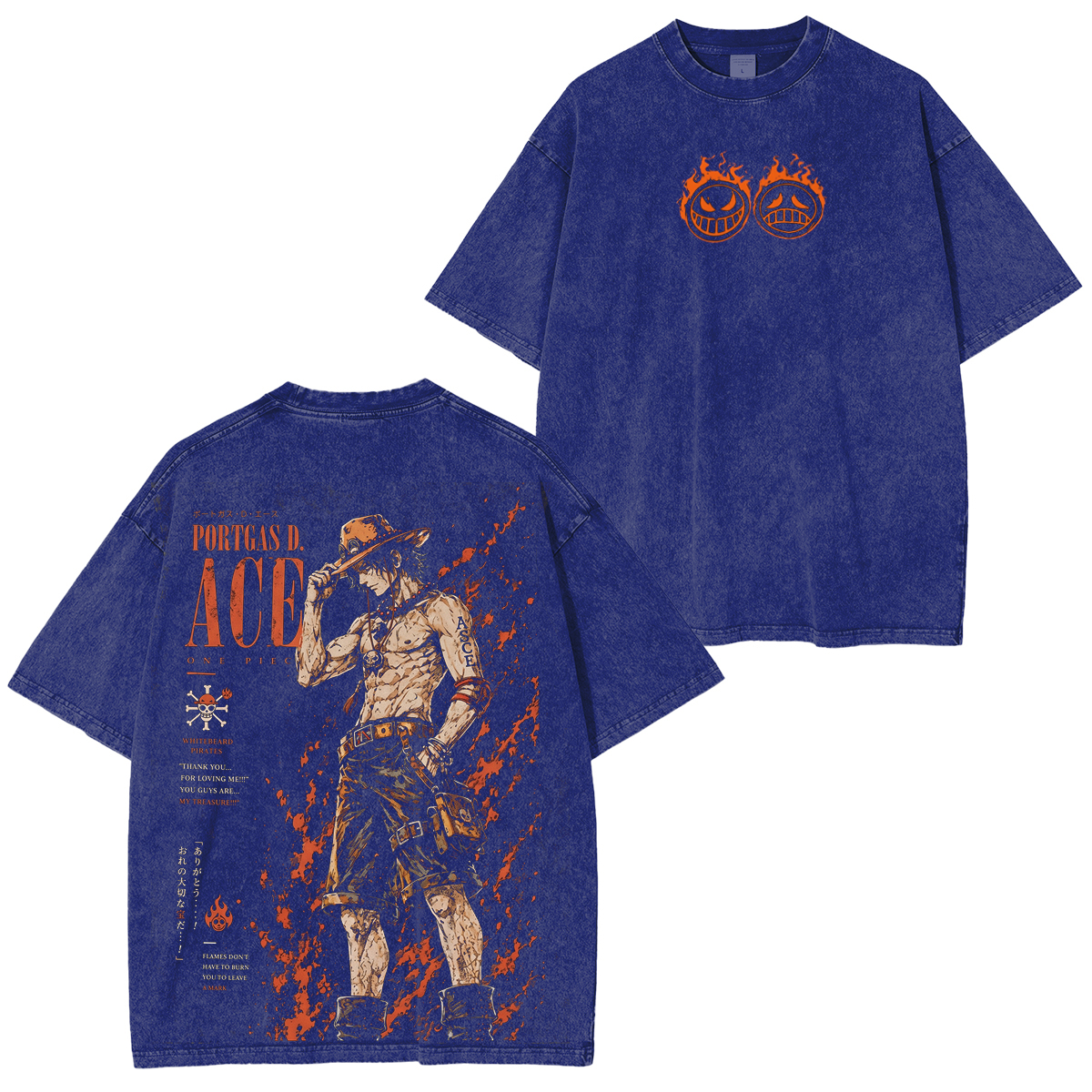 One Piece Ace Anime Unisex Washed T-shirt/Hoodie