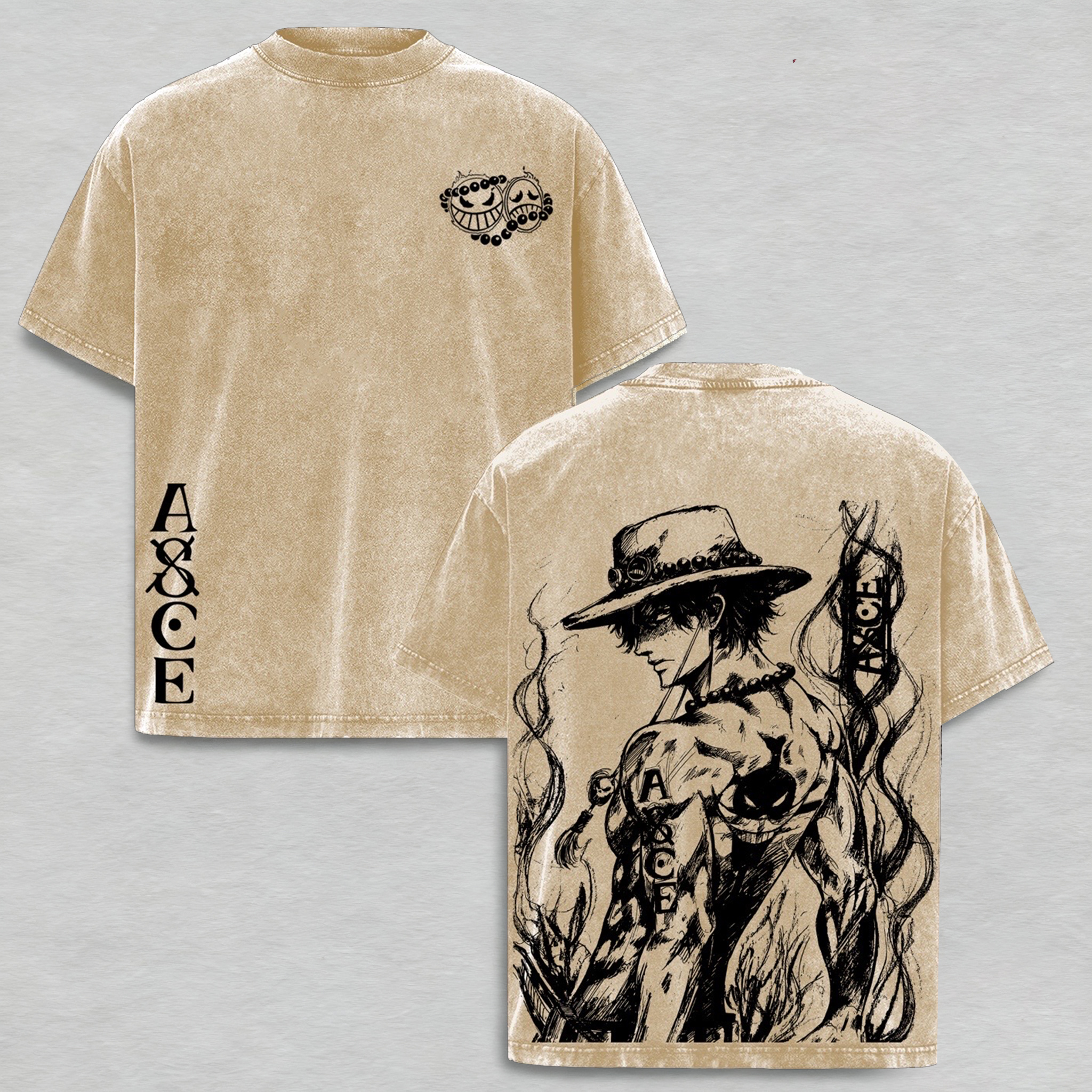 One Piece : Portgas D. Ace Vintage Washed T-shirt/Crewneck/Hoodie