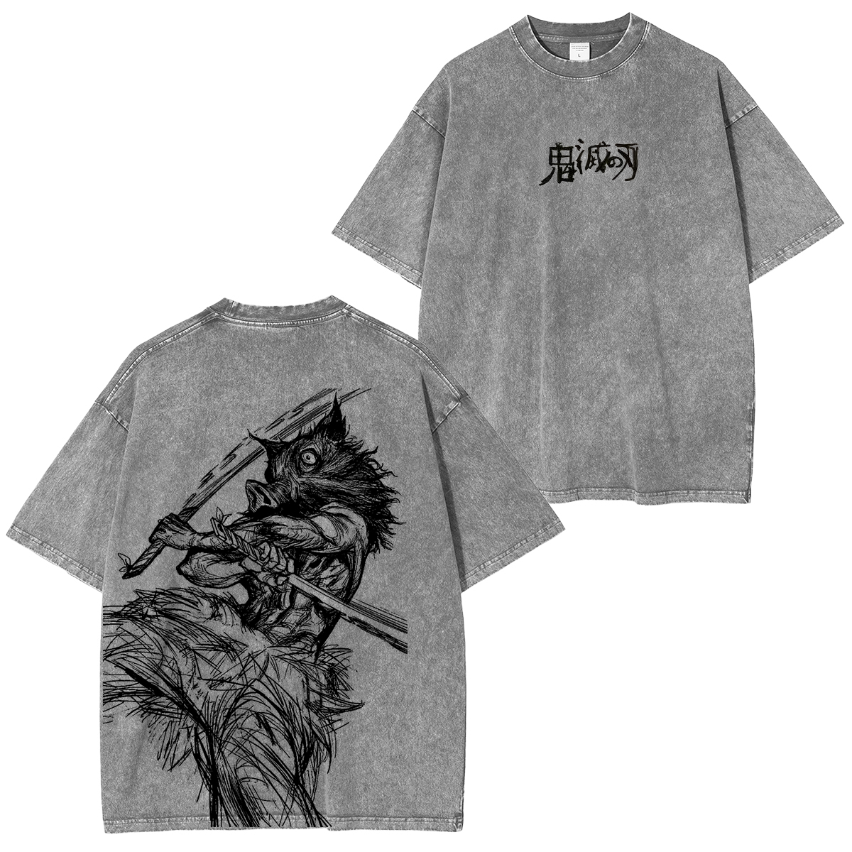 Naruto Anime Double Printed Vintage Washed Tee Unisex