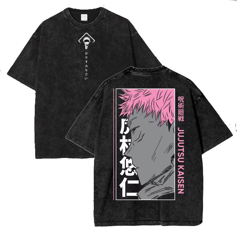 Jujutsu Kaisen Anime Double Printed Vintage Washed Tee Unisex