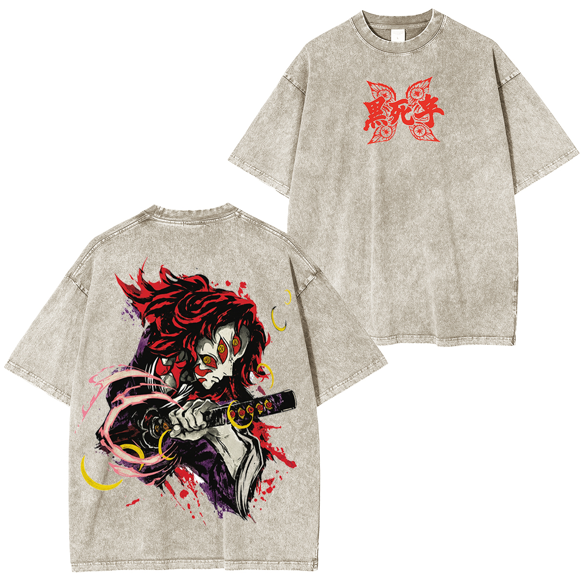 Kokushibo Demon Slayer Anime Unisex Washed T-Shirt