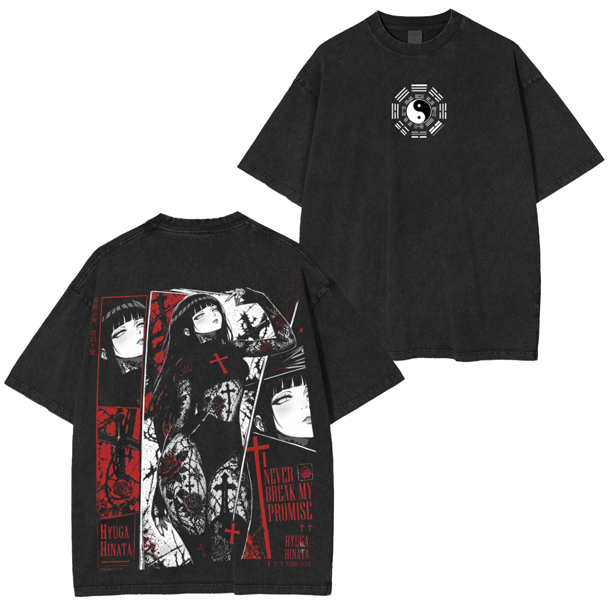 Naruto Hinata Hyuga Vintage Unisex  Washed T-Shirt
