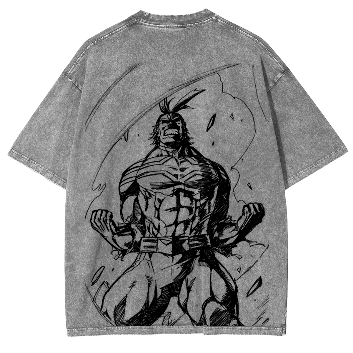 My Hero Academia Double Print Oversize Anime Manga Acid Washed Cotton T-ShirtDouble Print Oversize Anime Manga Acid Washed Cotton T-Shirt