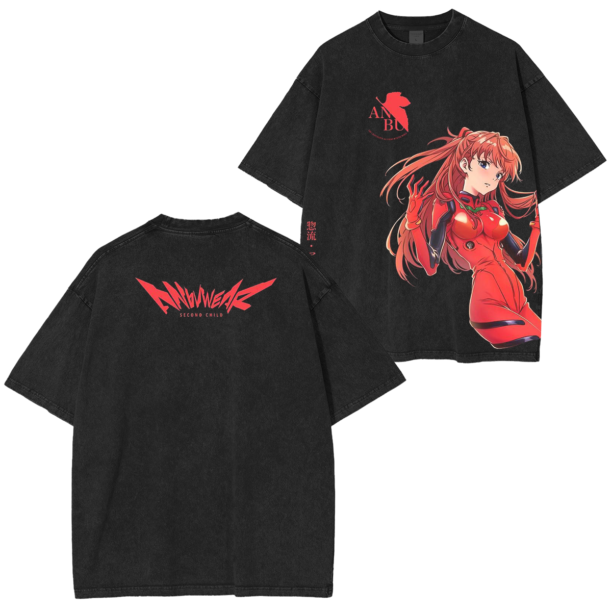 Asuka Langley Soryu Washed Oversize Anime Shirt