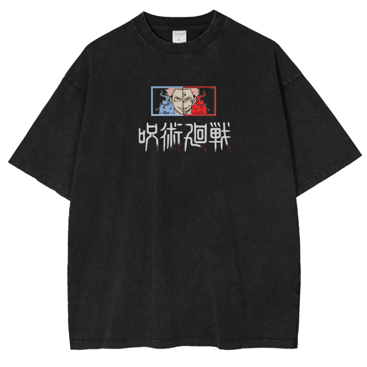 Jujutsu Kaisen Itadori and Sukuna Anime Double Printed Vintage Washed Tee Unisex T-shirt