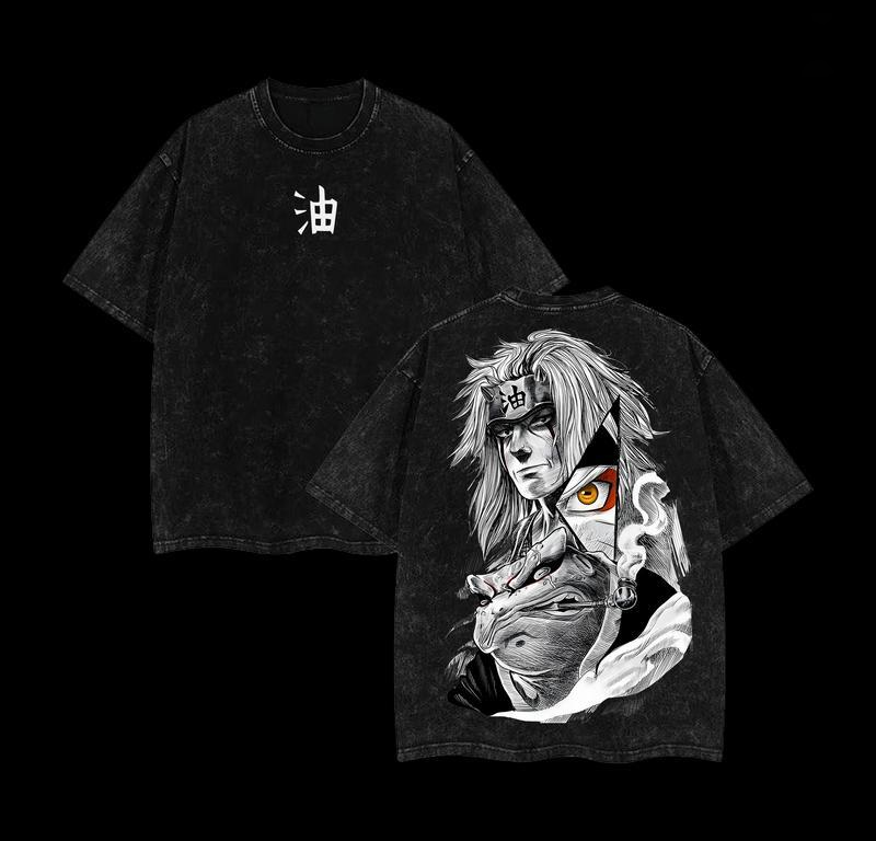 Jiraiya x Naruto Anime Double Vintage Washed Unisex T-Shirt