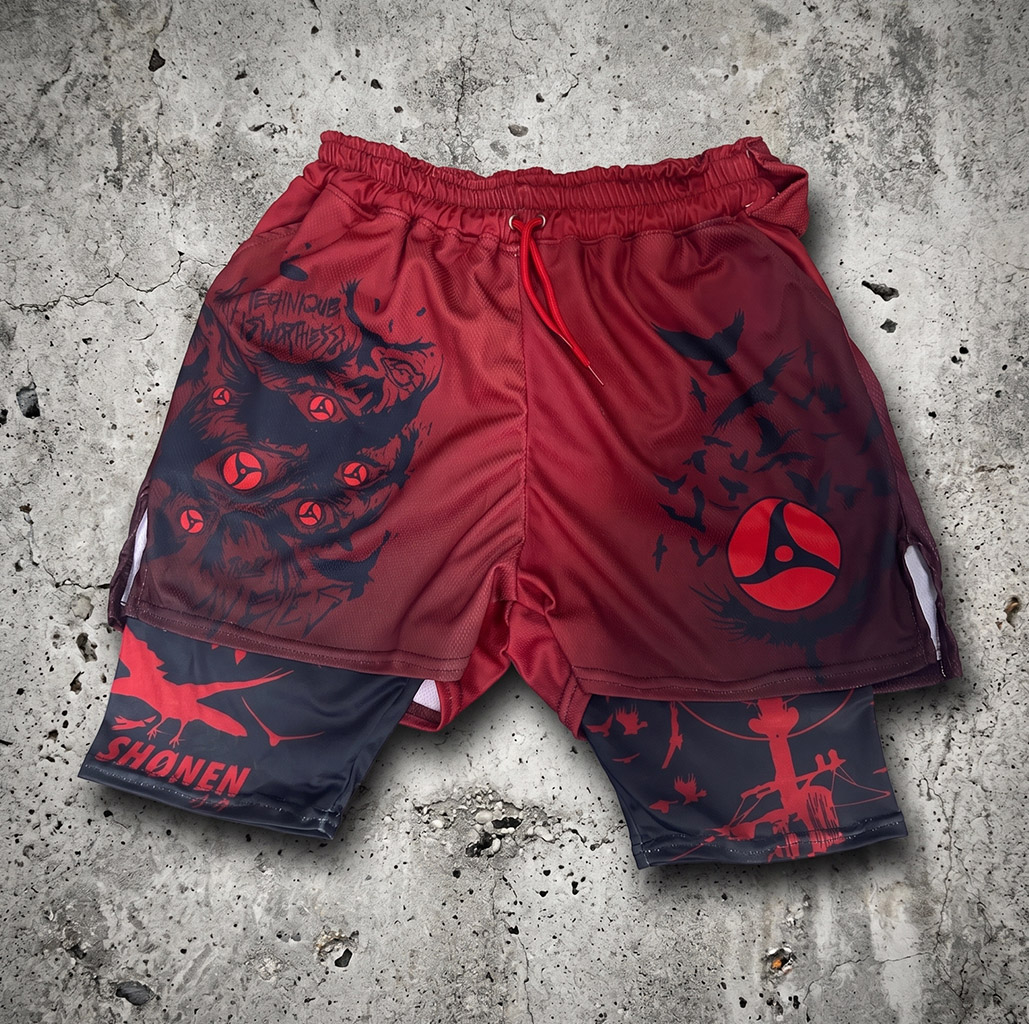 Sharingan Double Layer Gym Shorts