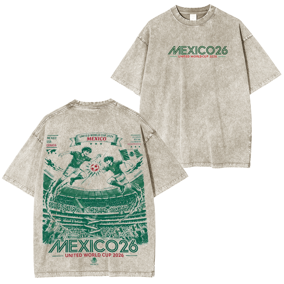 Mexico World Football Tour 2026 Vintage Unisex  Washed T-Shirt