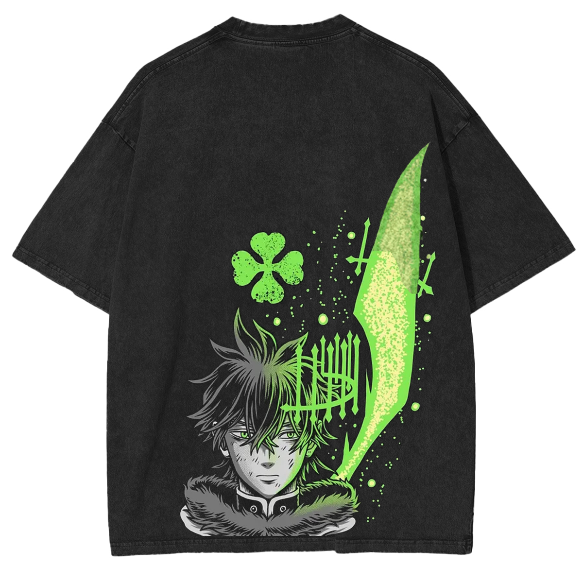 Yuno Black Clover Anime Double Printed Vintage Washed Tee Unisex