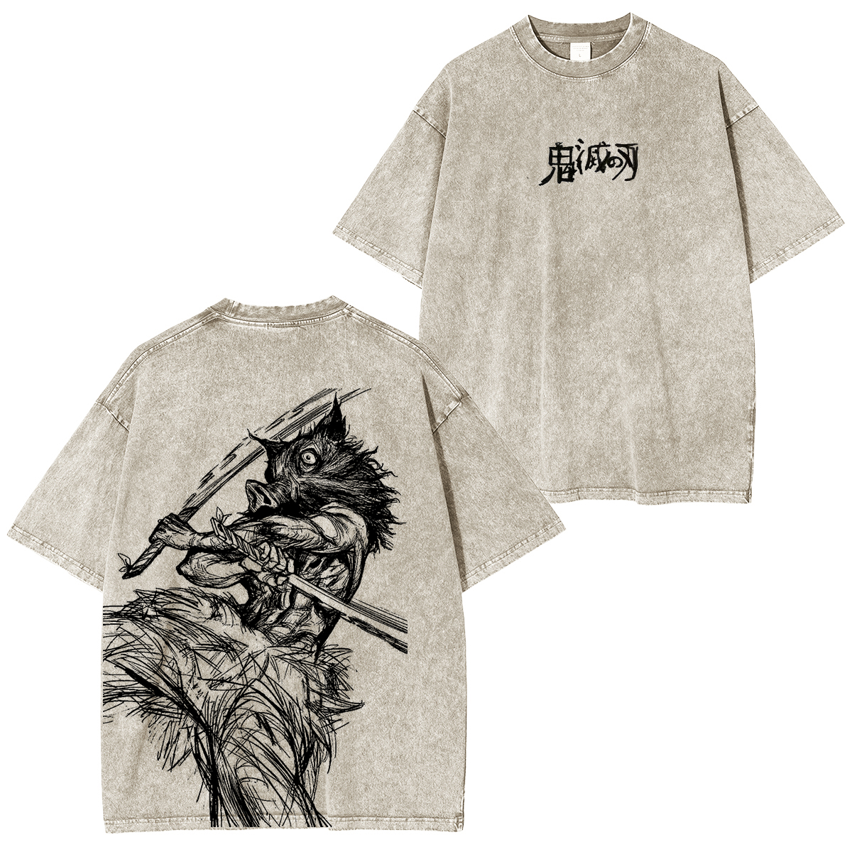 Naruto Anime Double Printed Vintage Washed Tee Unisex