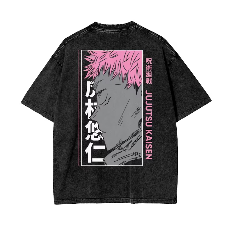 Jujutsu Kaisen Anime Double Printed Vintage Washed Tee Unisex