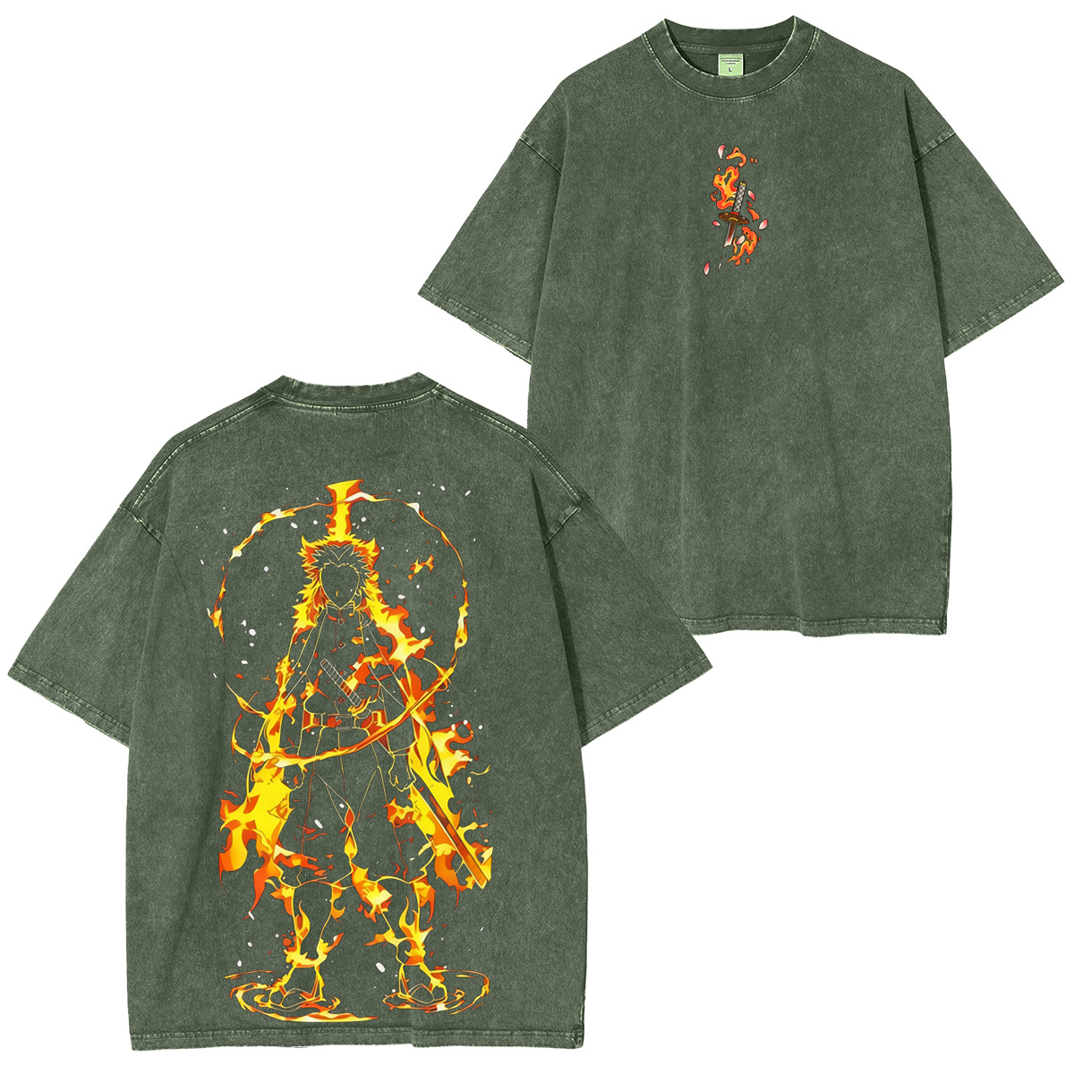 Rengoku Kyojuro Demon Slayer Washed Unisex T-Shirt