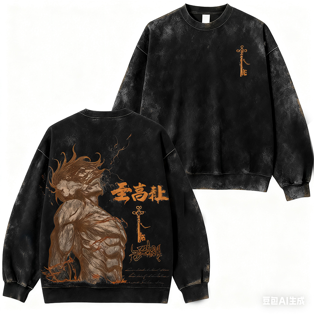Attack on Titan Eren Yeager Vintage Washed Pullover Crew Neck Sweatshirt