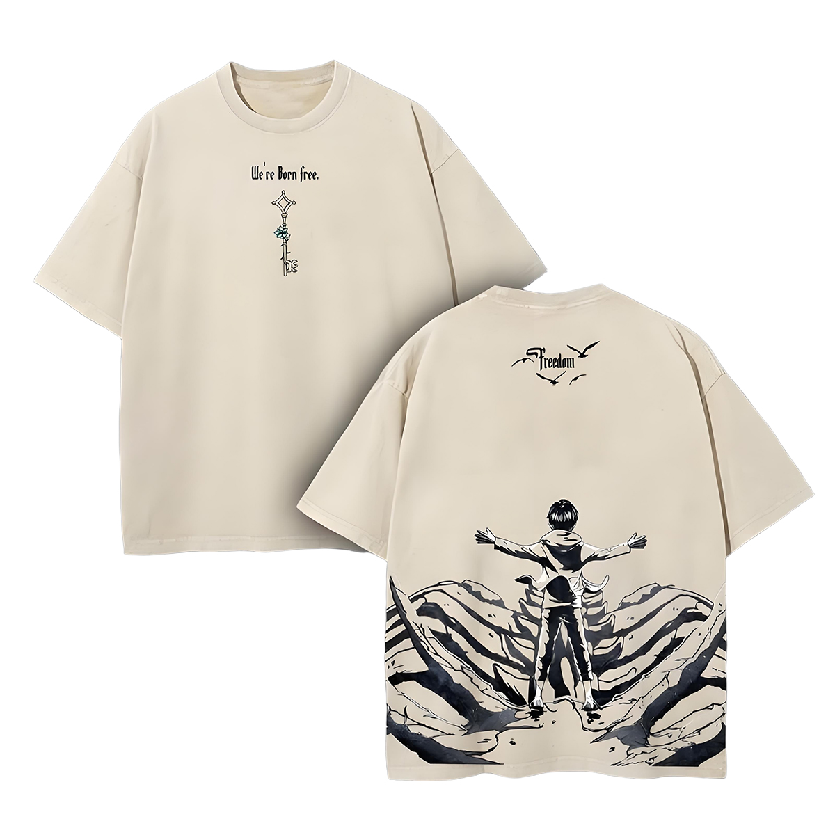 The Key to Freedom – Attack on Titan Vintage Washed Oversize Anime Tee