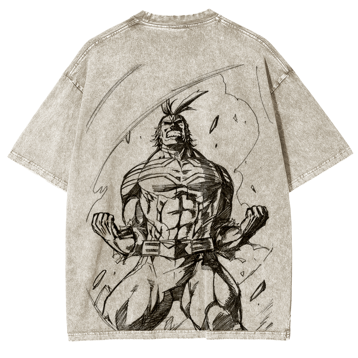 My Hero Academia Double Print Oversize Anime Manga Acid Washed Cotton T-ShirtDouble Print Oversize Anime Manga Acid Washed Cotton T-Shirt