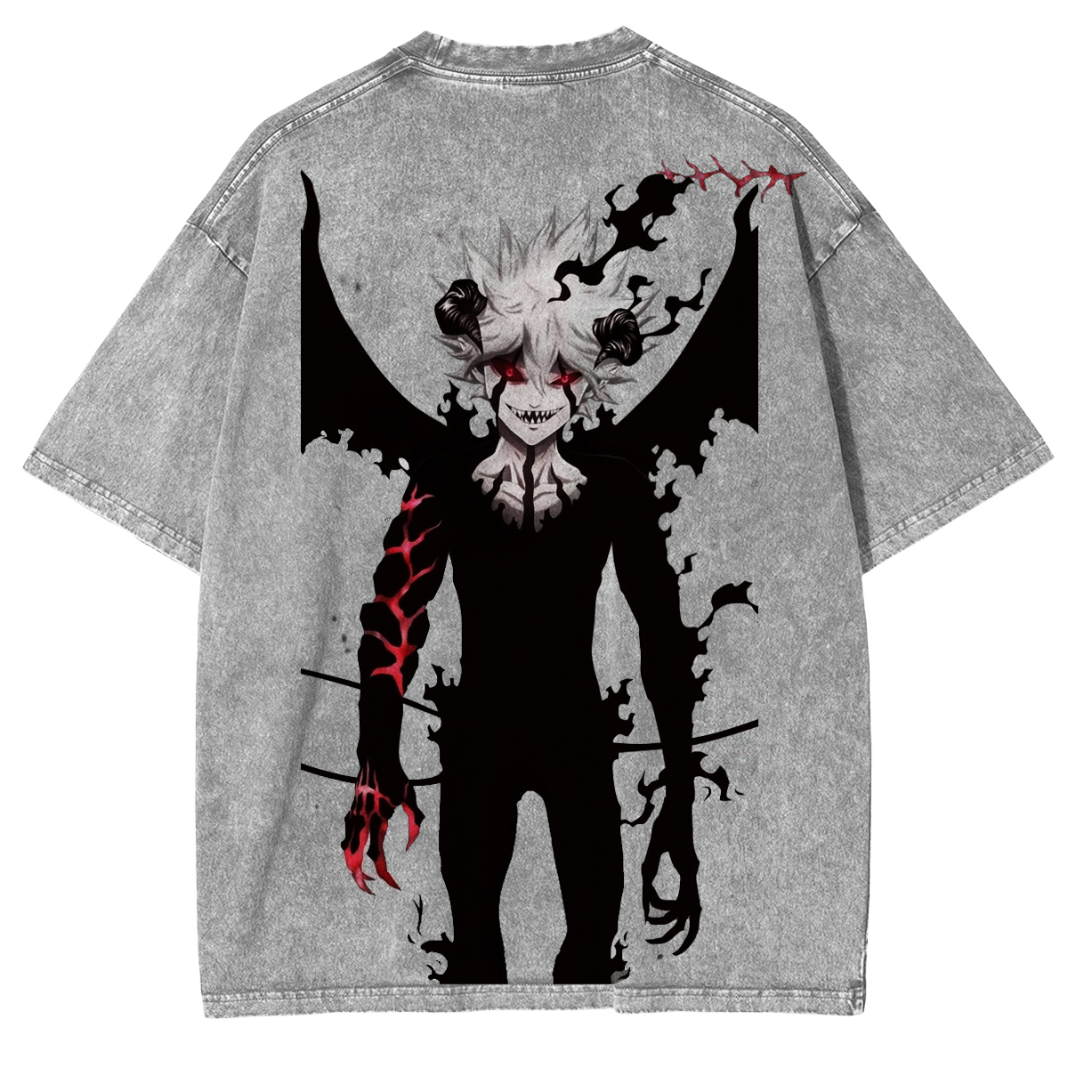 Black Clover ASTA Anime Double Printed Vintage Washed Tee Unisex T-shirt