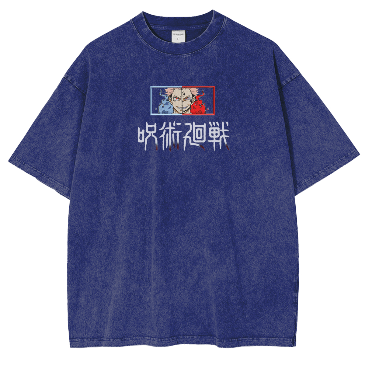 Jujutsu Kaisen Itadori and Sukuna Anime Double Printed Vintage Washed Tee Unisex T-shirt