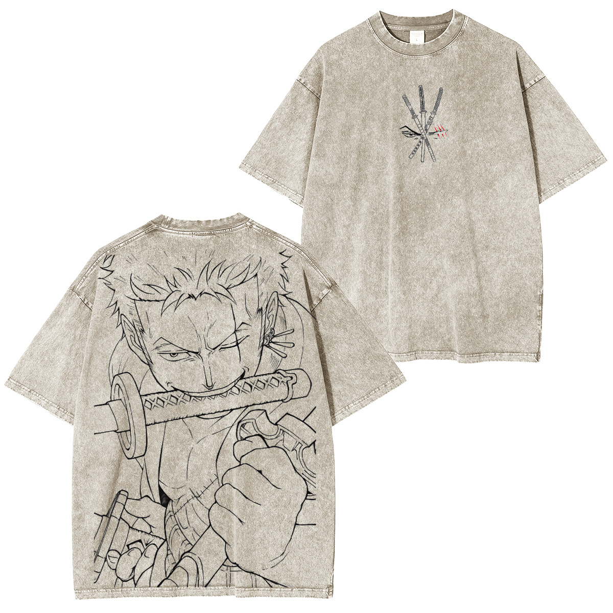 One Piece Roronoa Zoro　Vintage washed T-shirt/Crewneck/Hoodie