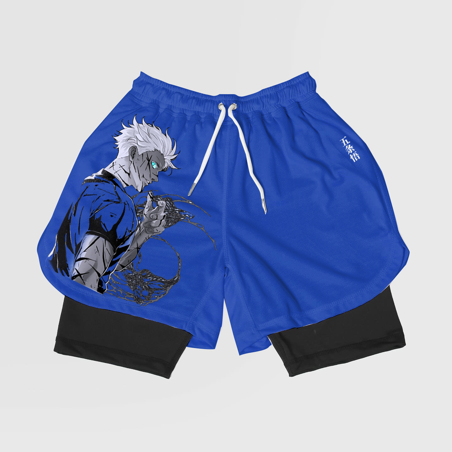 Anime Gojo-Breathable Mesh Fabric Inspired Gym Shorts with Liner
