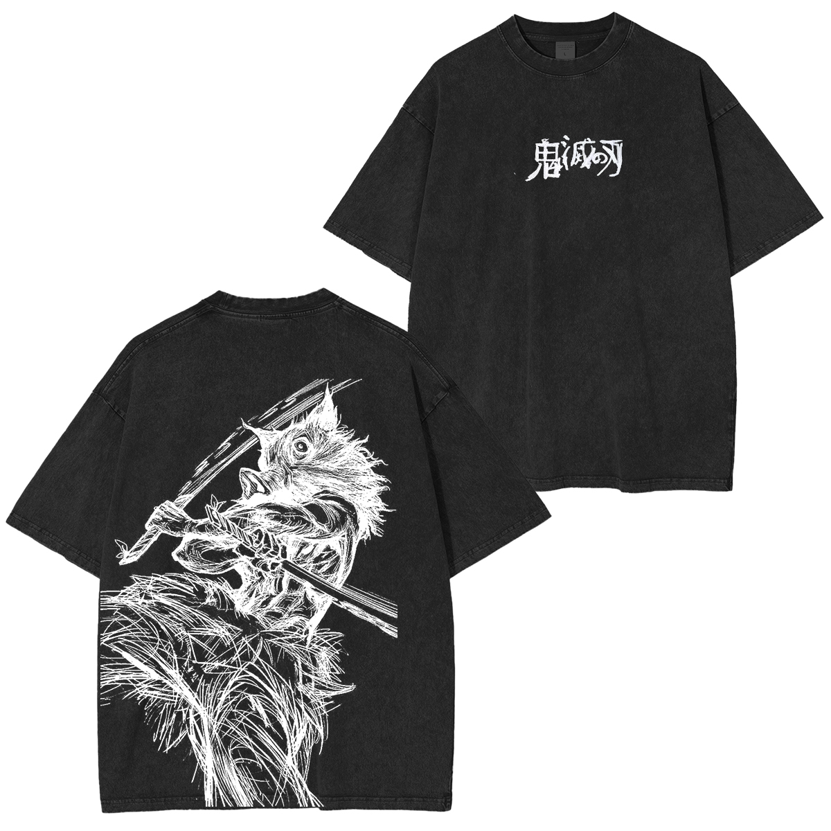 Naruto Anime Double Printed Vintage Washed Tee Unisex