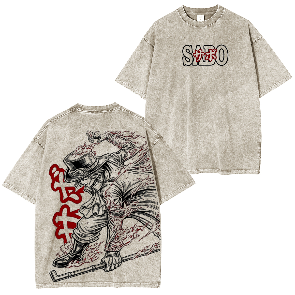 One Piece Anime Washed T-shirt