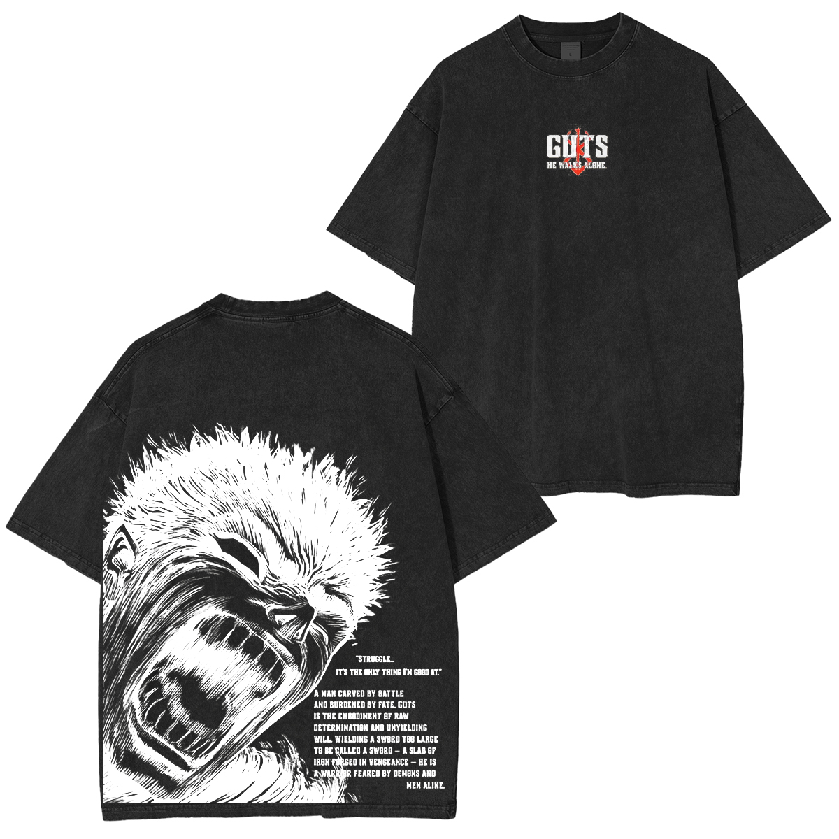 Guts Berserk  Vintage washed T-shirt/Crewneck/Hoodie