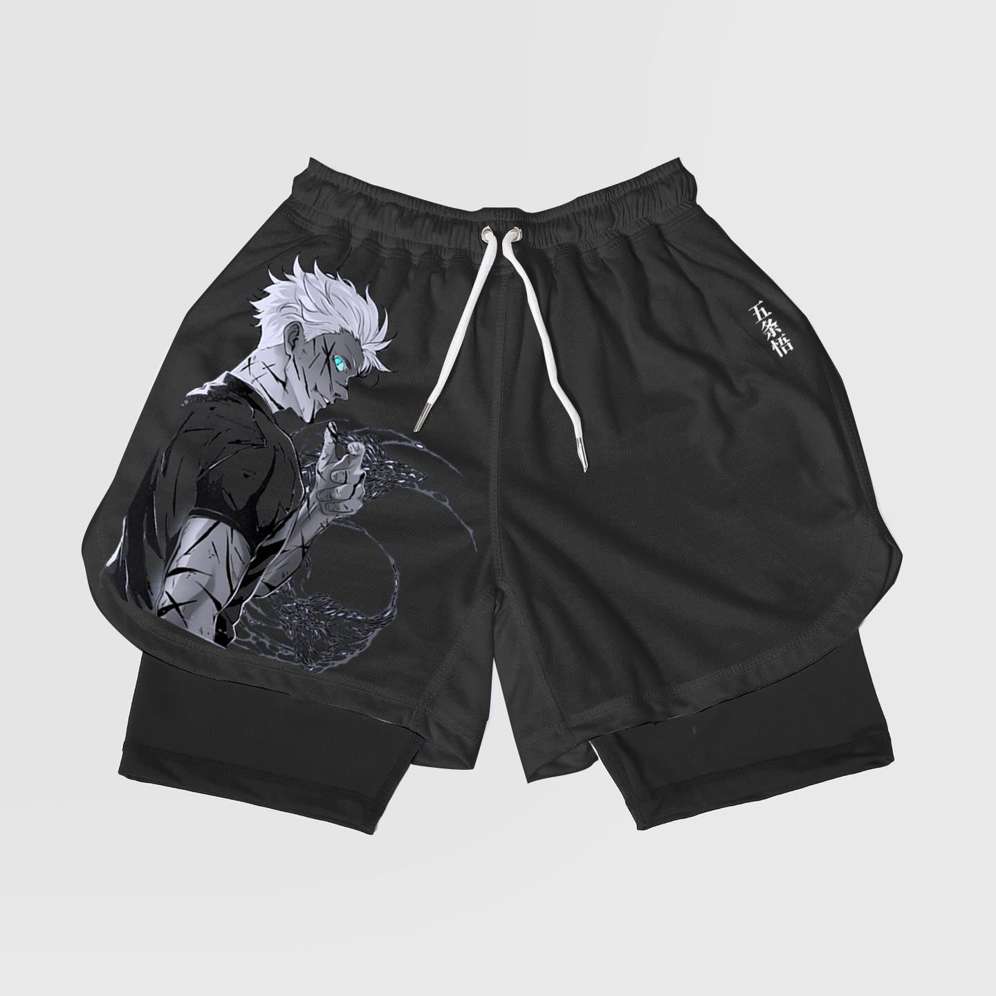 Anime Gojo-Breathable Mesh Fabric Inspired Gym Shorts with Liner