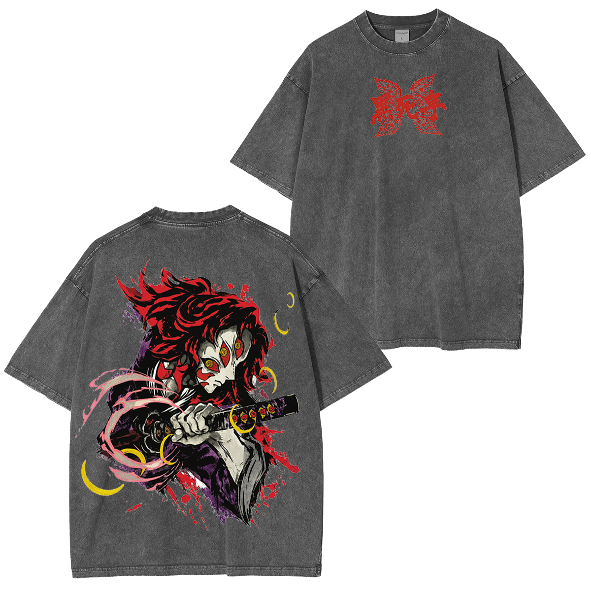 Kokushibo Demon Slayer Anime Unisex Washed T-Shirt