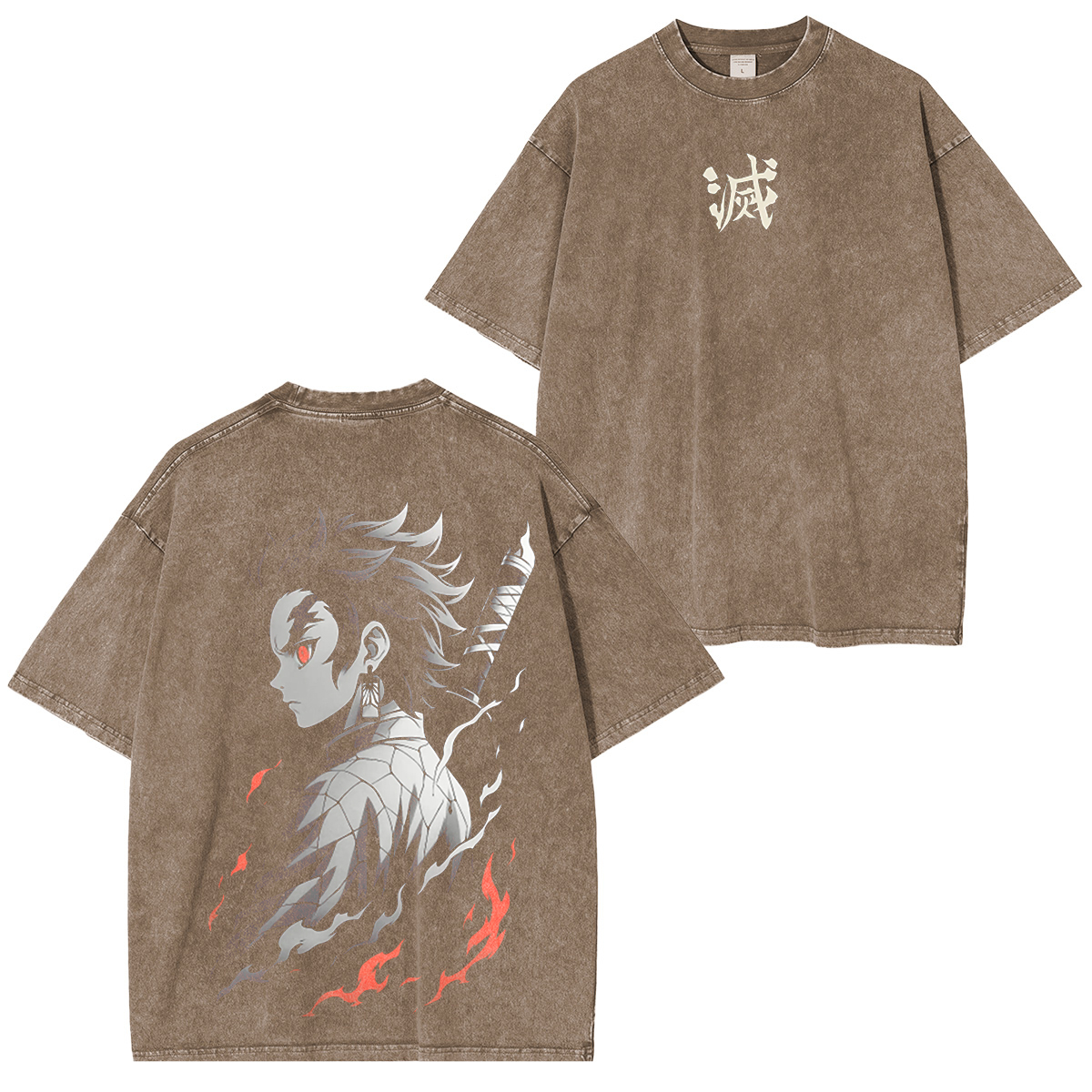 Oversized Tanjiro Demon Slayer Unisex Anime-Inspired Retro T-Shirt