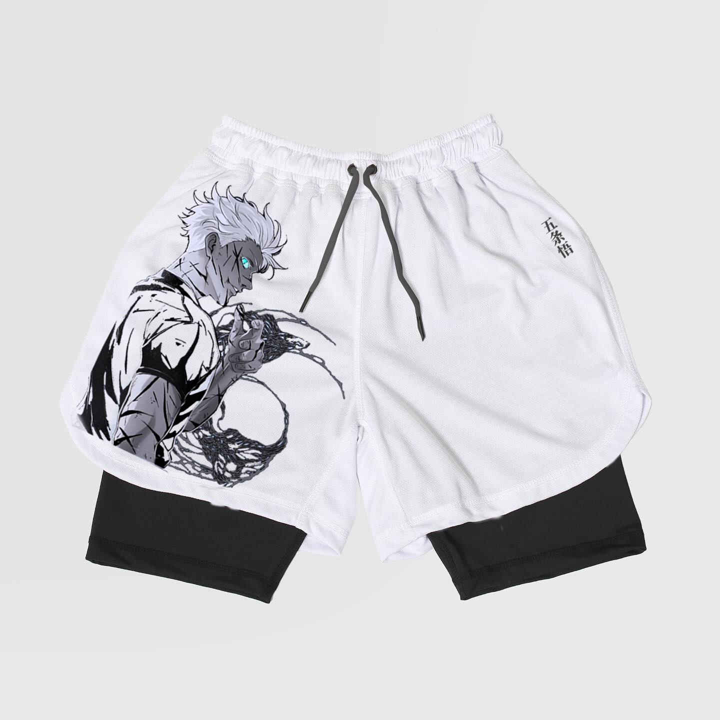 Anime Gojo-Breathable Mesh Fabric Inspired Gym Shorts with Liner