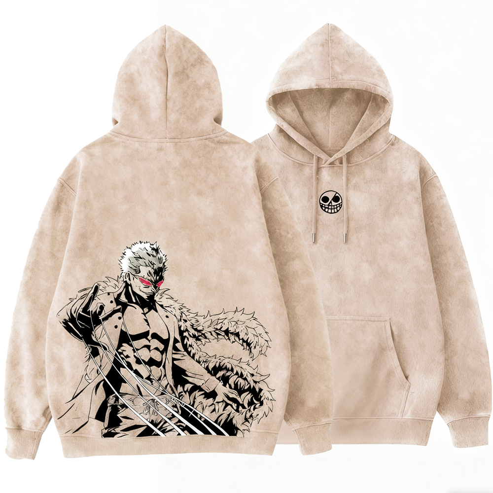 One Piece Doflamingo Vintage Washed Hooded Sweatshirt