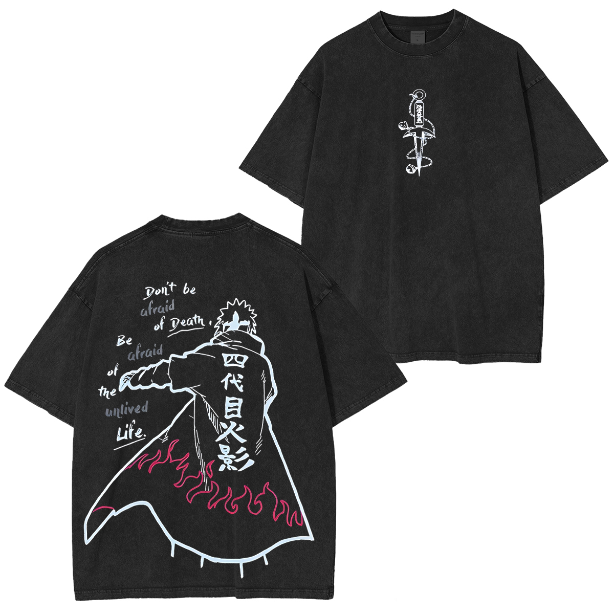 Namikaze Minato Naruto Anime Double Printed Vintage Washed Tee