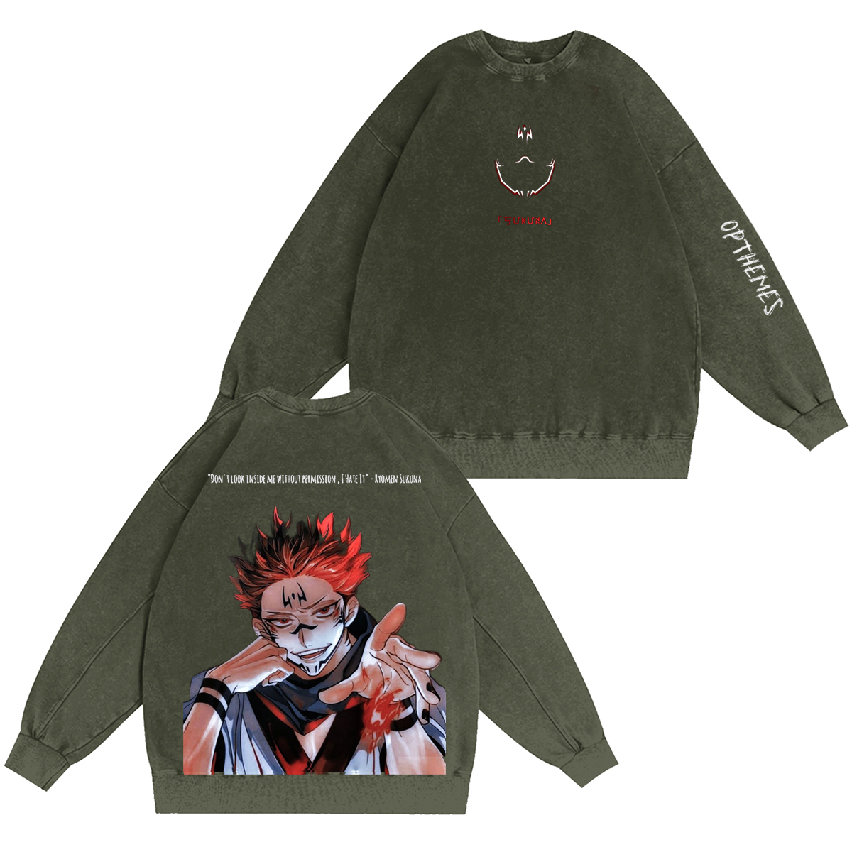 Jujutsu Kaisen :Ryomen Sukuna Vintage washed T-shirt/Crewneck/Hoodie