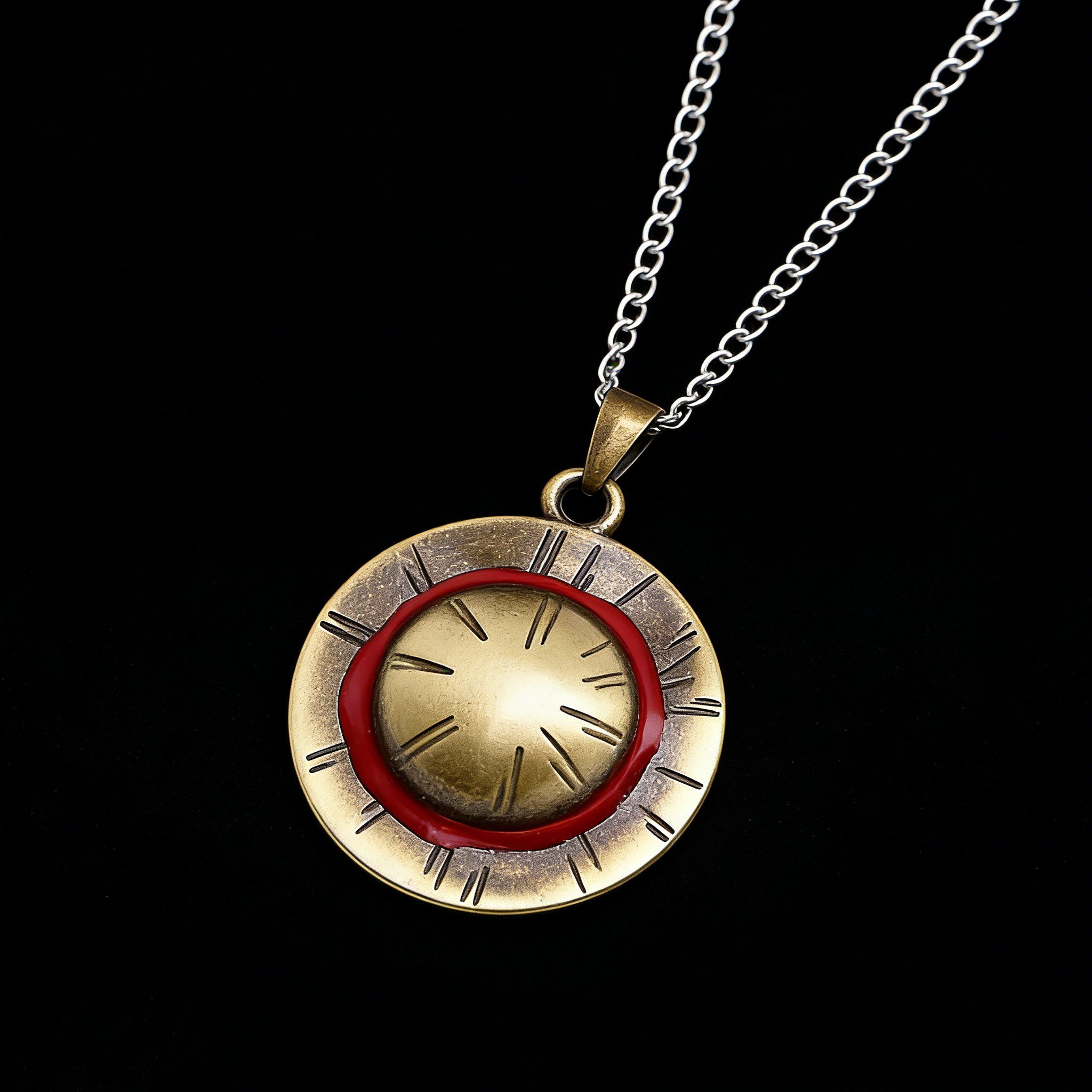 [Copy]One Piece Portgas D. Ace Necklace - Fire Fist Ace Wanted Poster & Cowboy Hat Double Pendant - Anime Cosplay Jewelry for Men